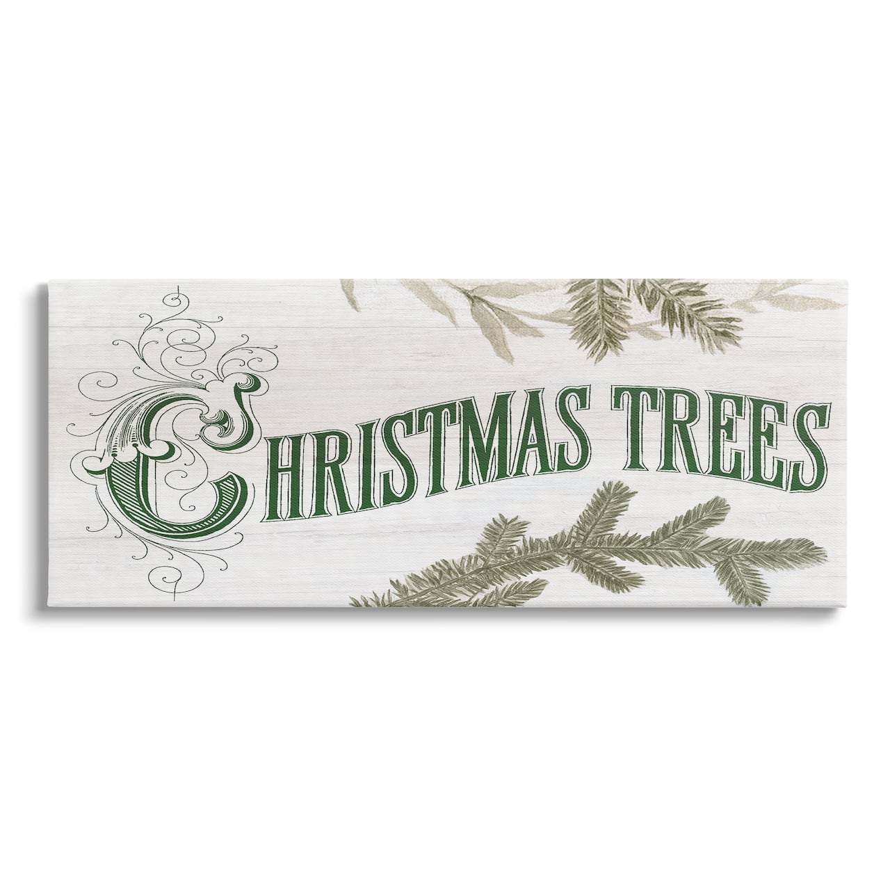 Stupell Industries Christmas Trees Ornate Letters Canvas Wall Art